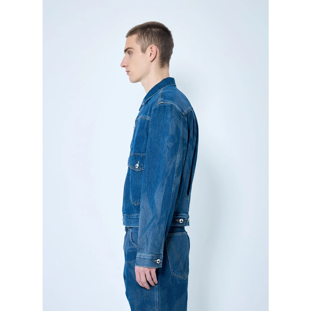 Vivienne Westwood Orb Versierde Denim Jack Blue Heren
