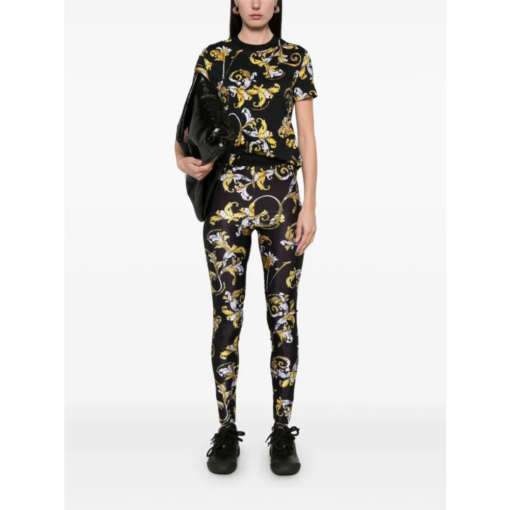 Versace Jeans Couture Zwarte en Gouden Modetrousers Multicolor Dames