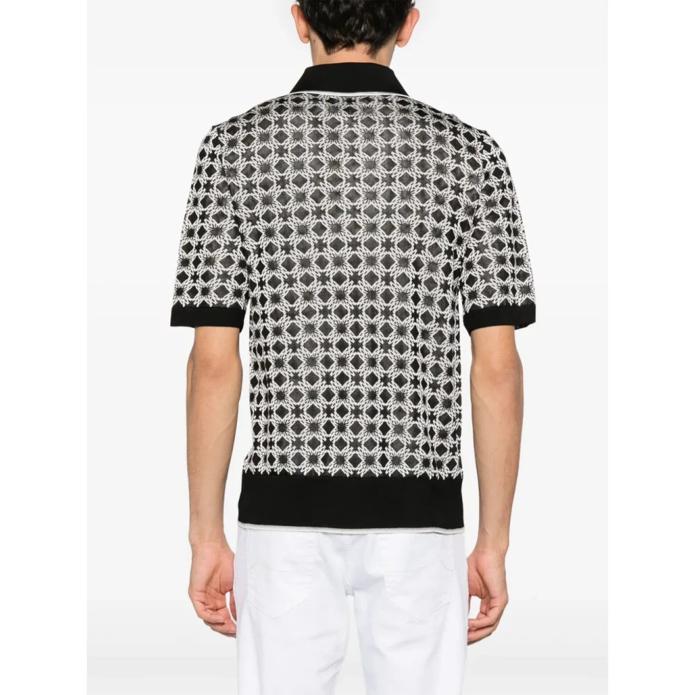 Amiri Jacquard Polo Shirt met Geknoopte Rever Black Heren
