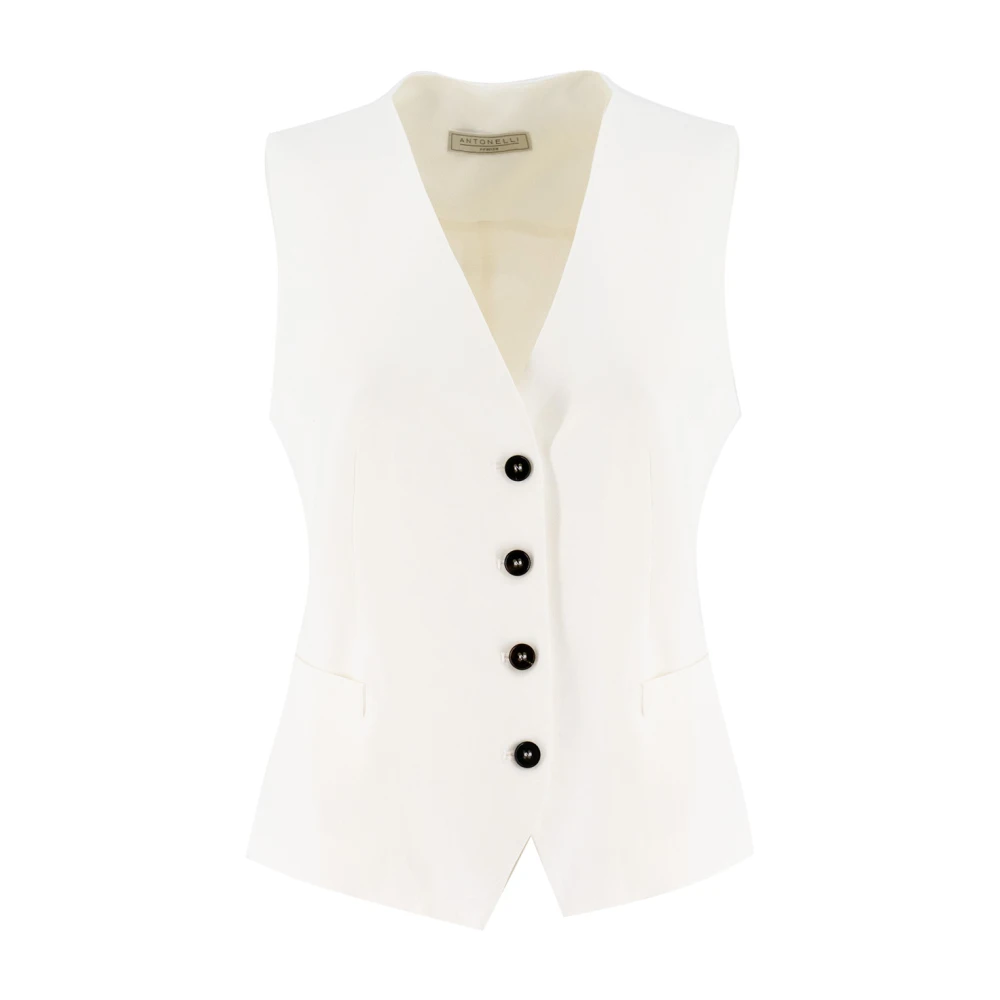 Antonelli Firenze Elegante Vest met Contrasterende Knopen White Dames