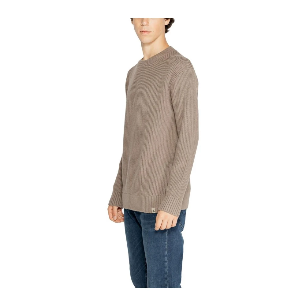 Calvin Klein Jeans Bruine Katoenen Gebreide Trui Heren Brown Heren