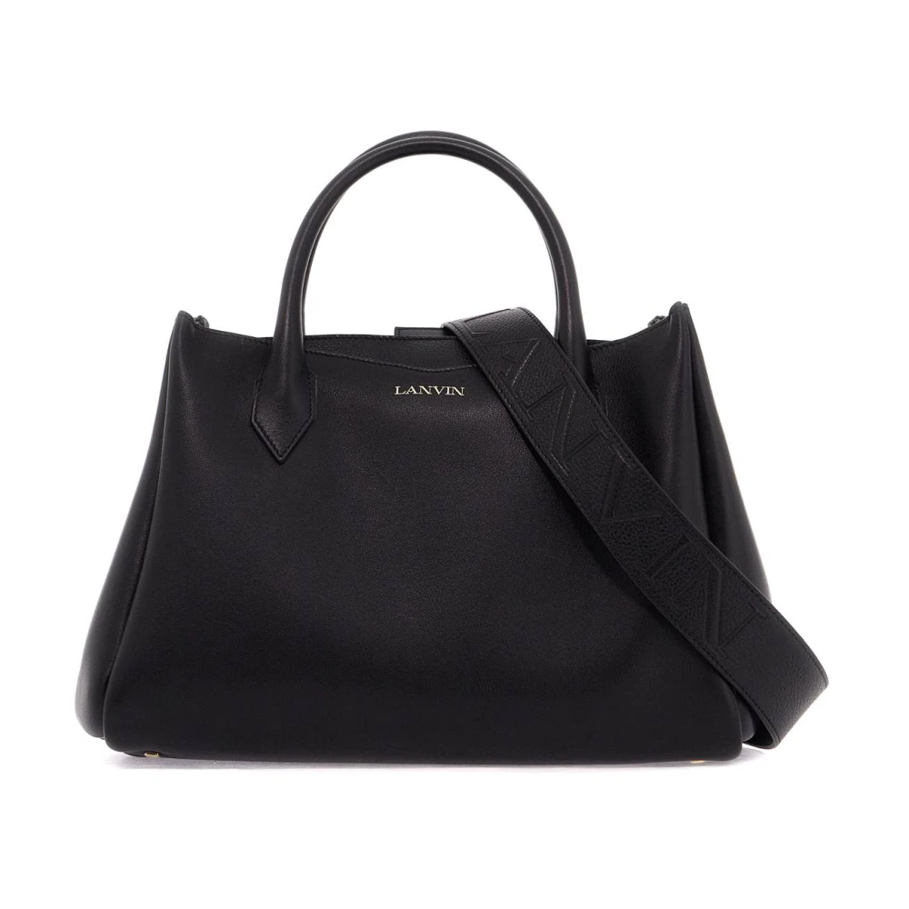 Lanvin Octave Handtas met Gouden Logo Black Dames