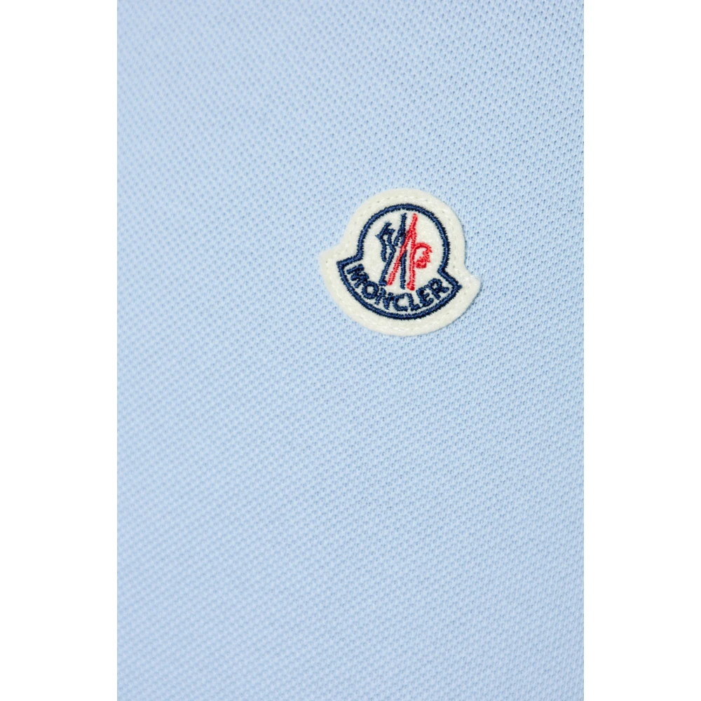 Moncler Katoenen polo met logopatch Blue Heren