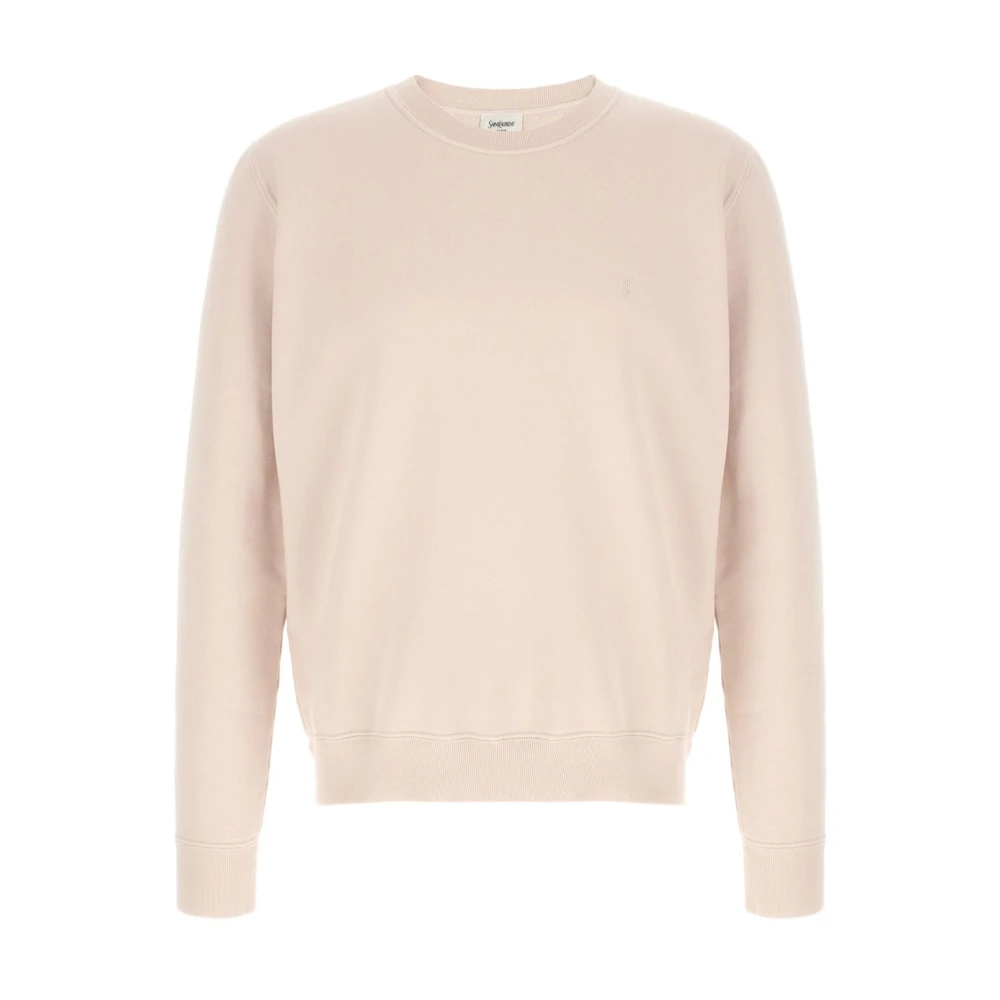 Saint Laurent Pink Round-Neck Knitwear, Male, L, Cotton Crew Neck Jumper