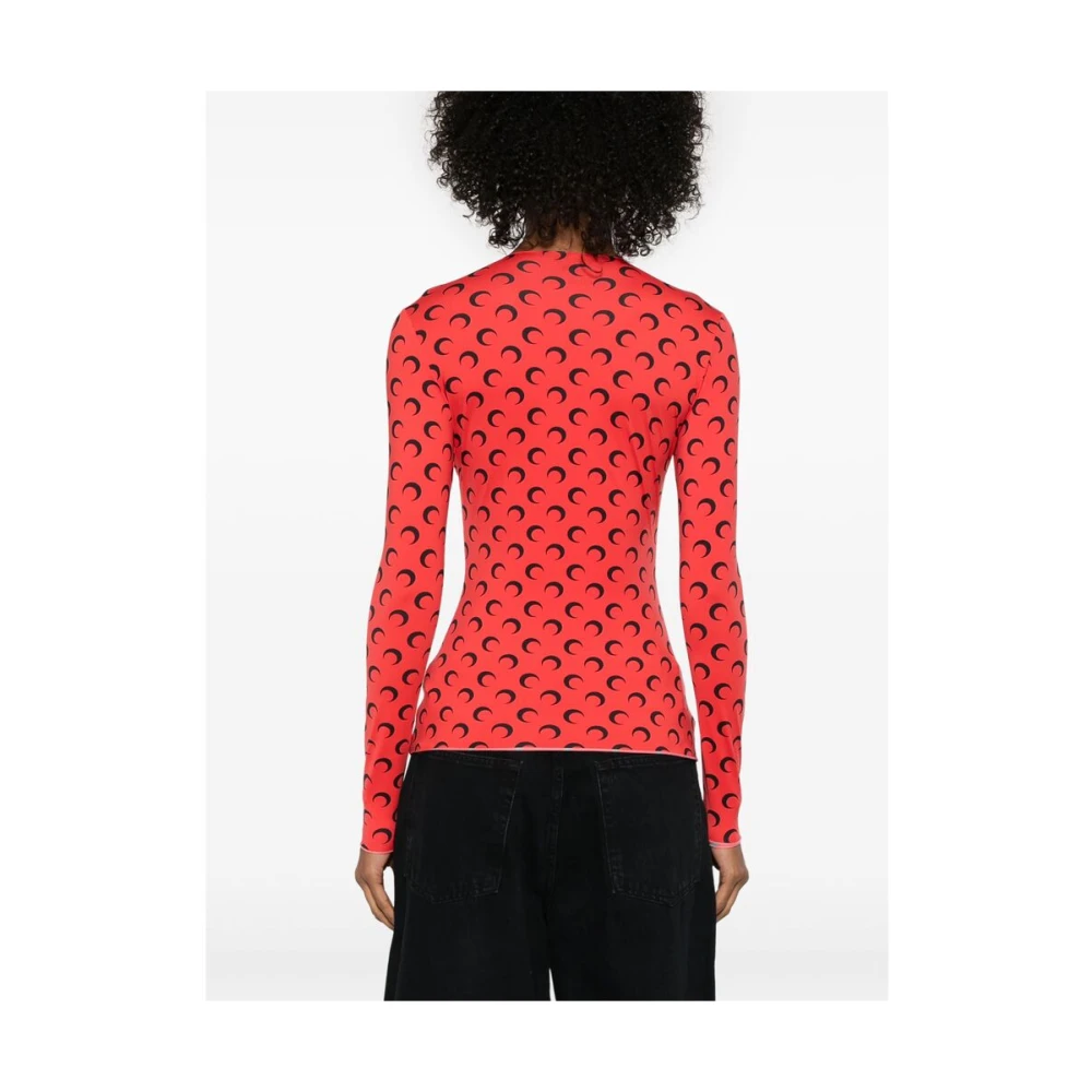 Marine Serre Moonogram Rode Trui Red Dames
