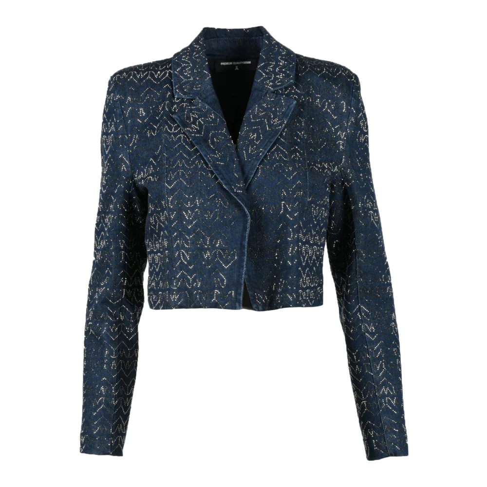 PATRIZIA PEPE Katoenen Jas met Elastaan Blue Dames