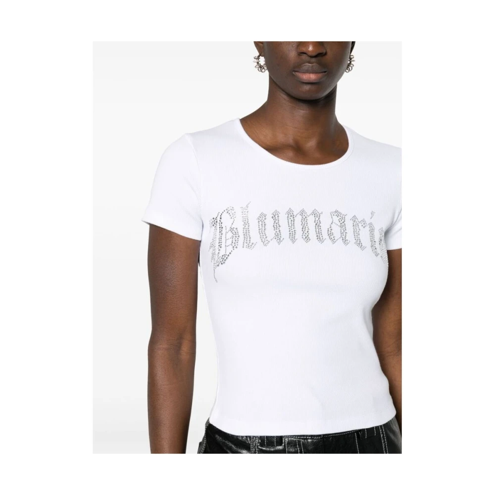 Blumarine Witte Rhinestone T-shirt White Dames