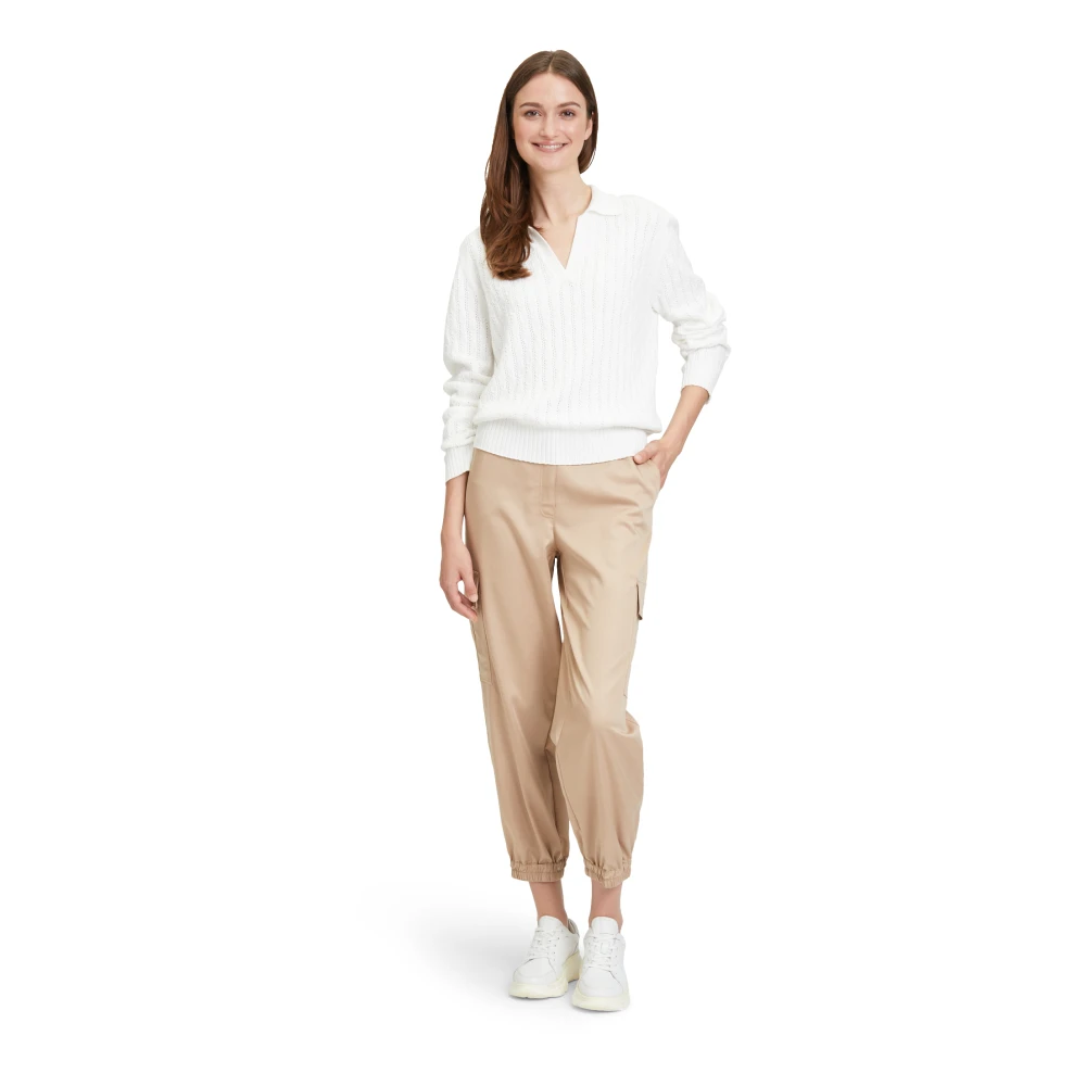 Betty & Co Gebreide Trui met Kraag White Dames