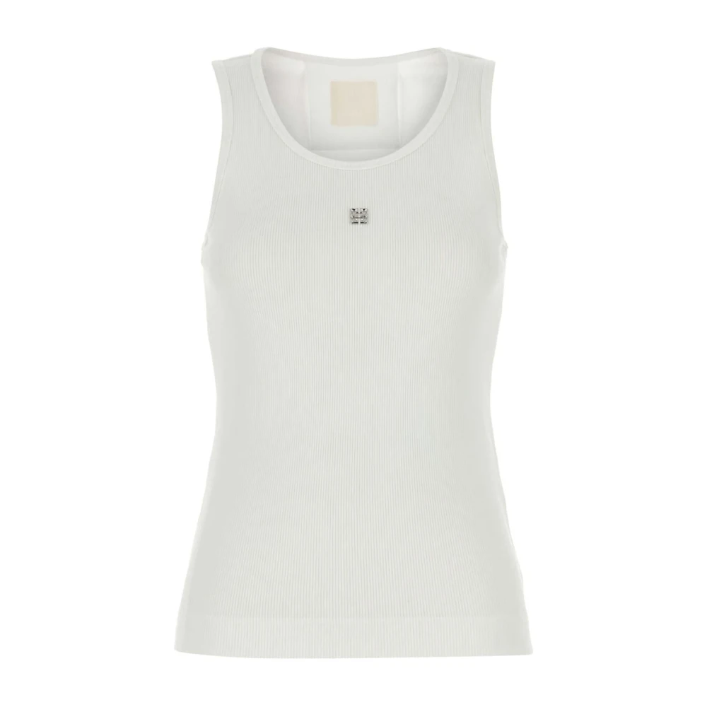 Givenchy Women's White Sleeveless Tops, S, 4G Rib Tank Top