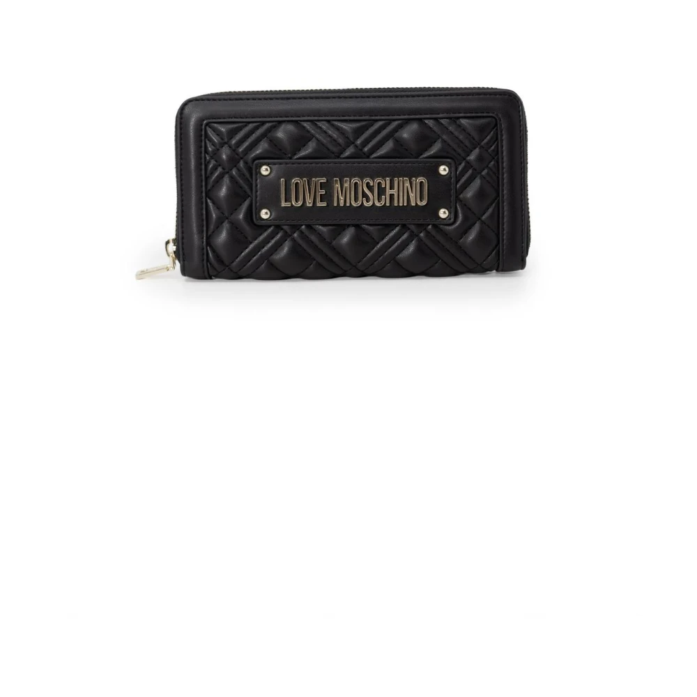 Love Moschino Zwarte Gewatteerde Ritsportemonnee Black Dames