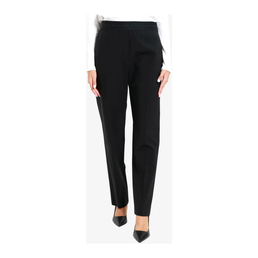 Msgm Zwarte wollen broek met zijzakken Black Dames