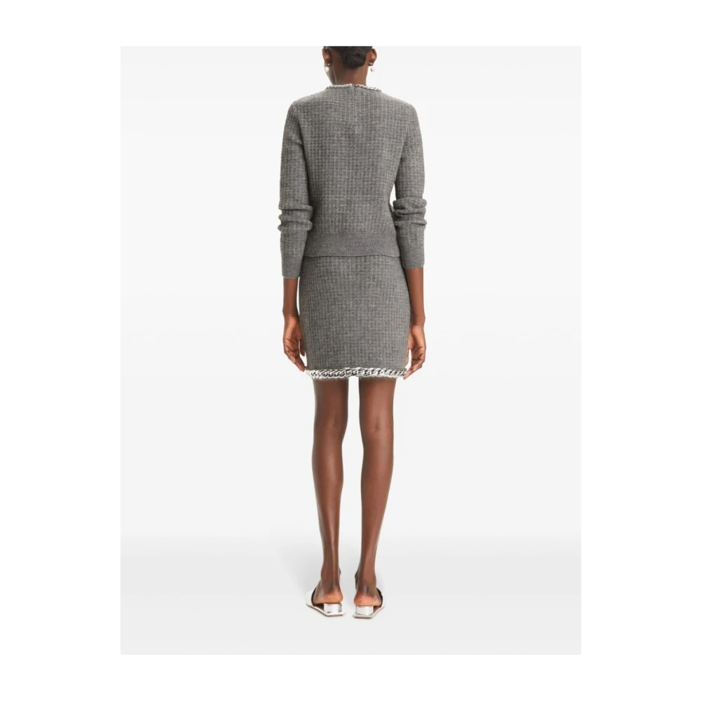TORY BURCH Chain Crew Neck Sweater Gray Dames