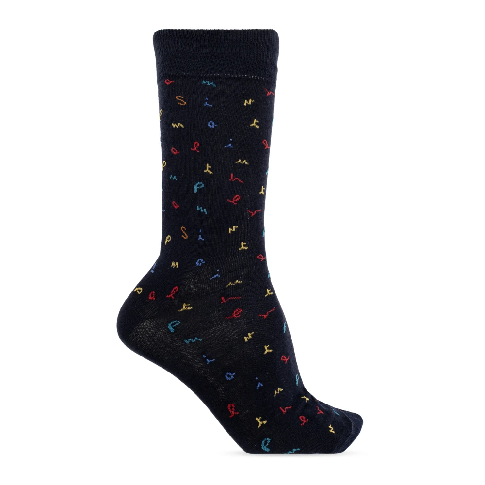 Paul Smith Mannelijk Blauw Katoenen Sokken Met Logo