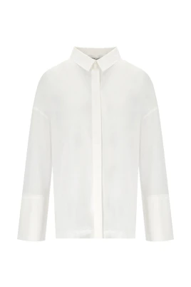 Vit Jersey Sedan Skjorta med Kimono Ärmar