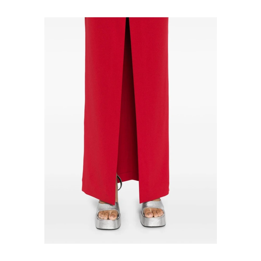Solace London Robijnrode Strapless Jurk met Voorspleet Red Dames