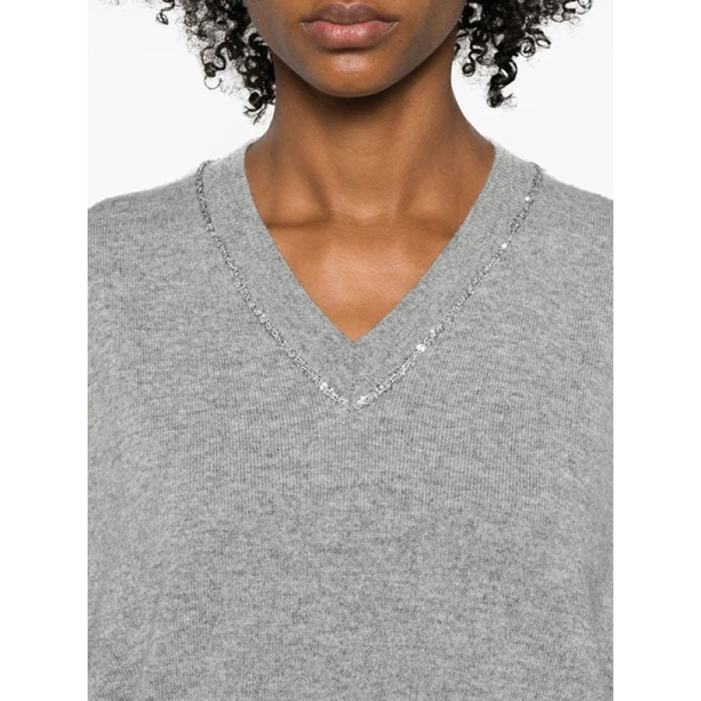 Fabiana Filippi Pailletdetail V-hals Woltrui Gray Dames