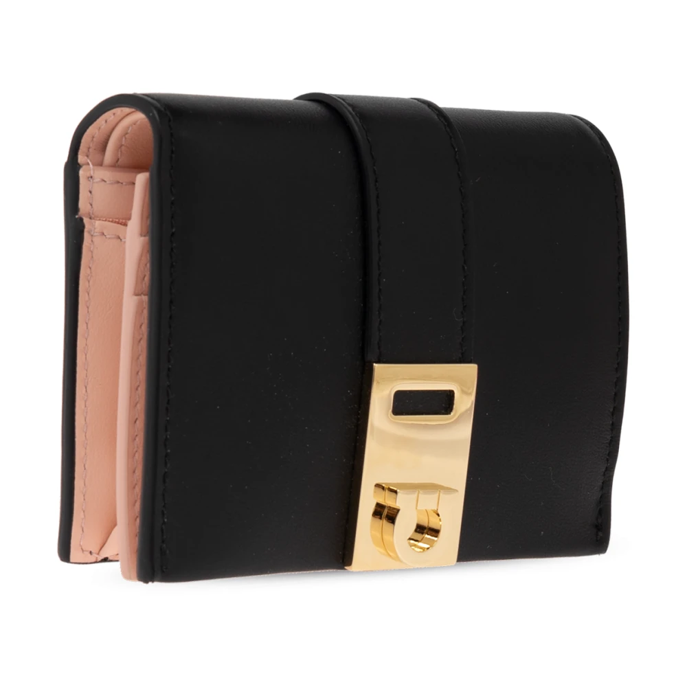 Salvatore Ferragamo Leren portemonnee met logo Black Dames