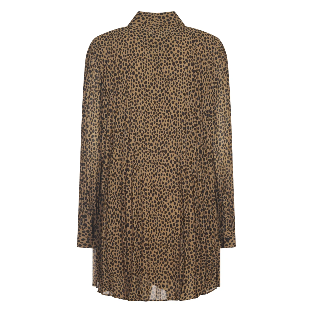 Michael Kors Stijlvolle Allover Plooi Jurk Brown Dames