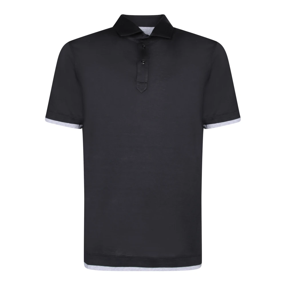 BRUNELLO CUCINELLI Zwarte Polo Elegante Stijl Black Heren