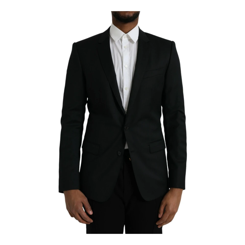 Dolce & Gabbana Zwarte Wol Blazer Slim Fit Black Heren