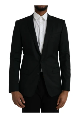 Svart Ull Blazer Slim Fit