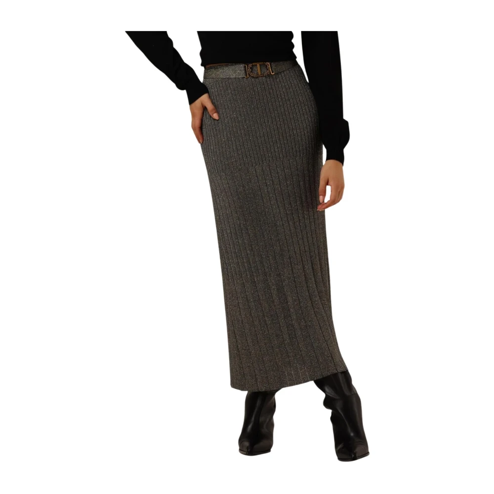 Twinset Metallic Maxi Rok met Glamour Gray Dames