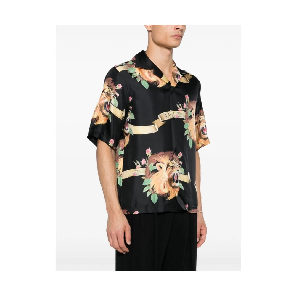 Amiri Zijden Shirt met Leeuw & Bloemenprint Multicolor Heren