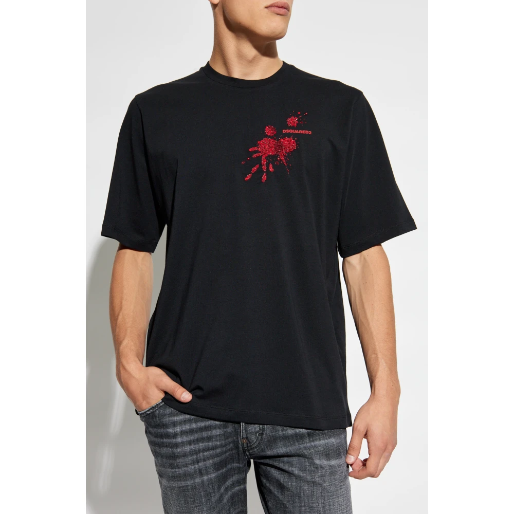 Dsquared2 T-shirt met logo Black Heren