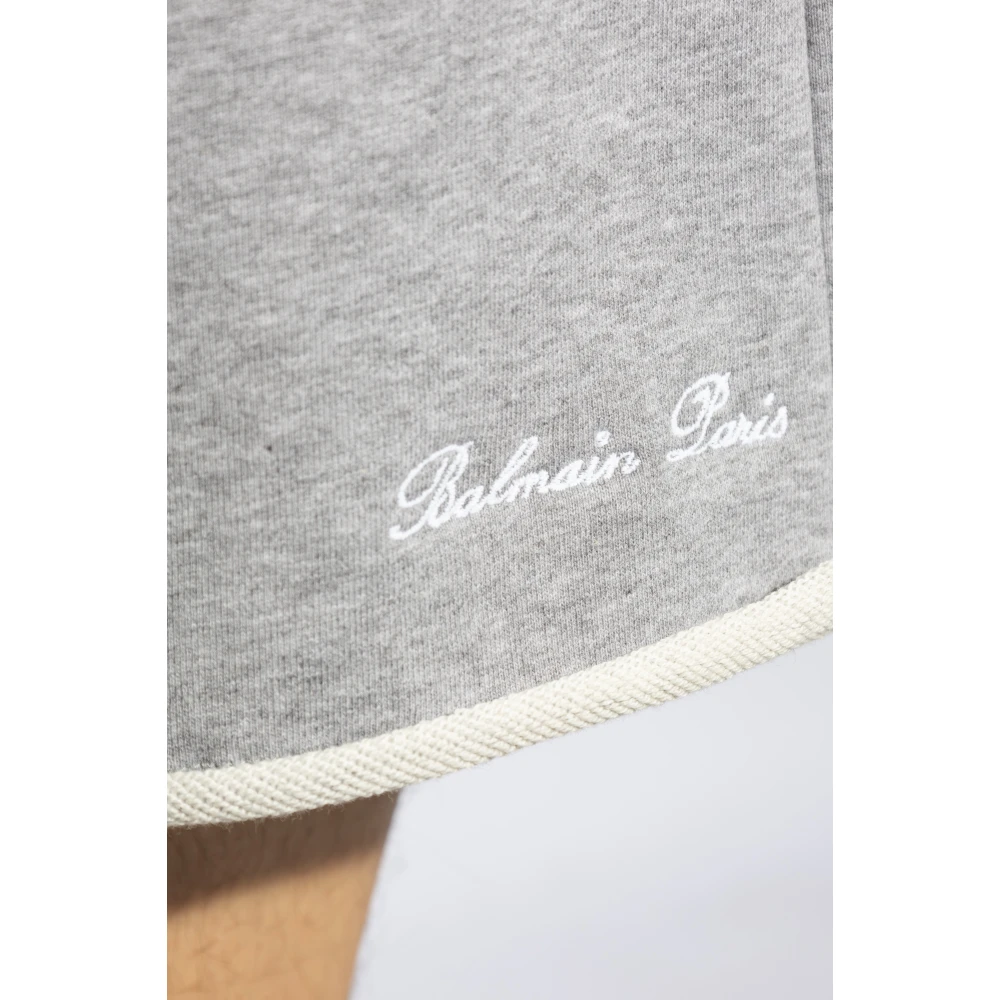 Balmain Shorts met logo Gray Heren