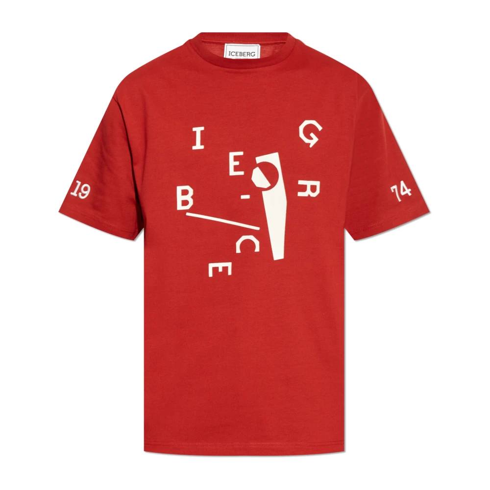 Iceberg T-shirt met letterprint detail Red Heren