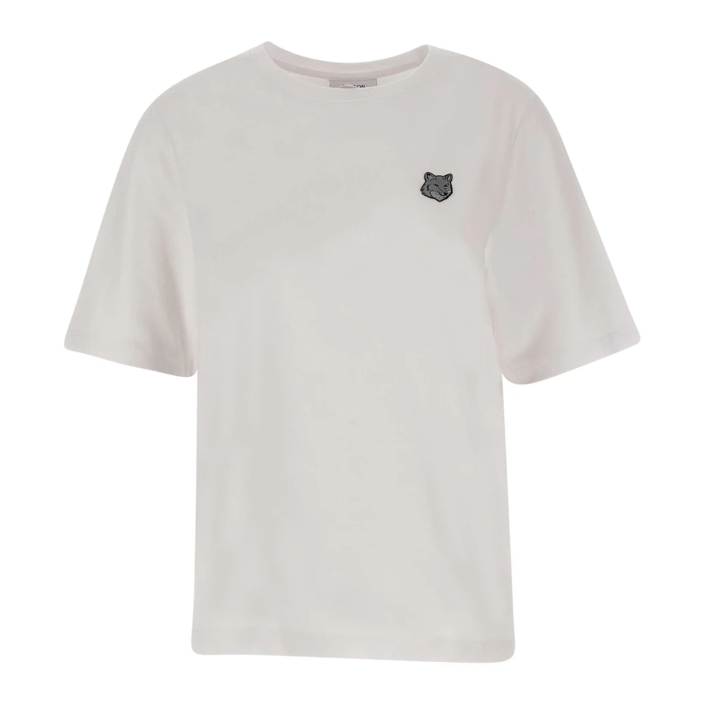 Maison Kitsuné Witte Katoenen T-shirt met Fox Logo White Dames