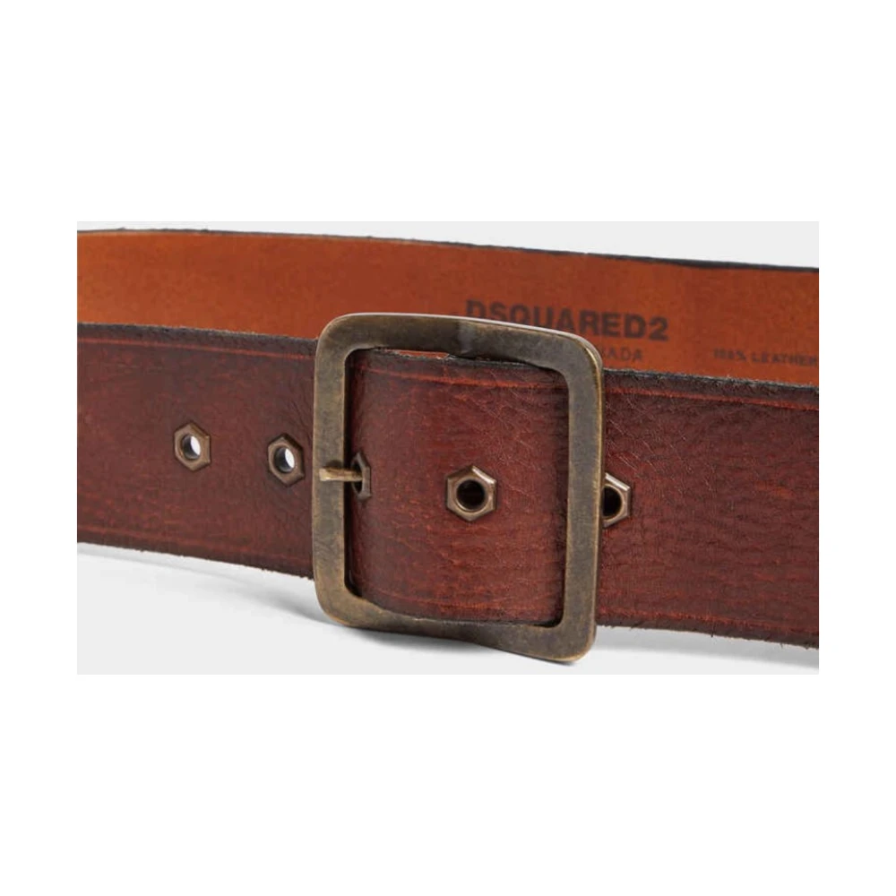 Dsquared2 Brede leren riem Brown Heren