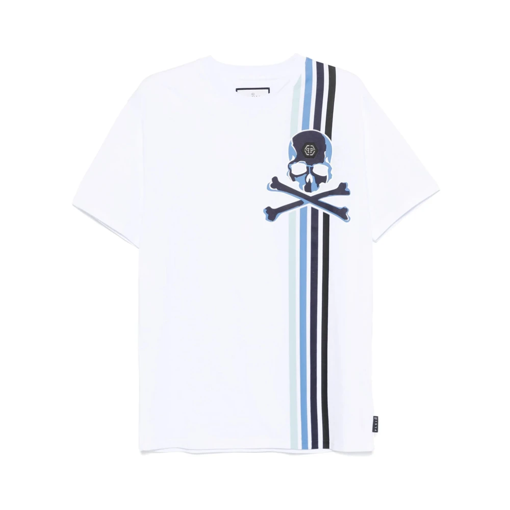 Philipp Plein Wit Streep Crew Neck T-shirt White Heren