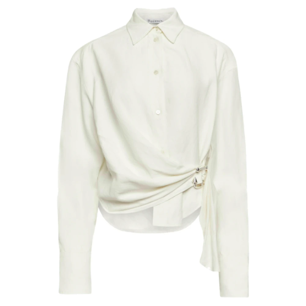 JW Anderson Off White Gedrapeerde Twisted Shirt White Dames