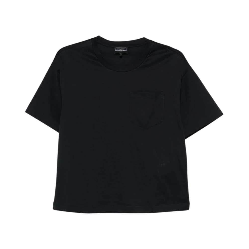 Emporio Armani Women's Blue Chest Pocket T-Shirt - T-Shirts - Xl - Tops