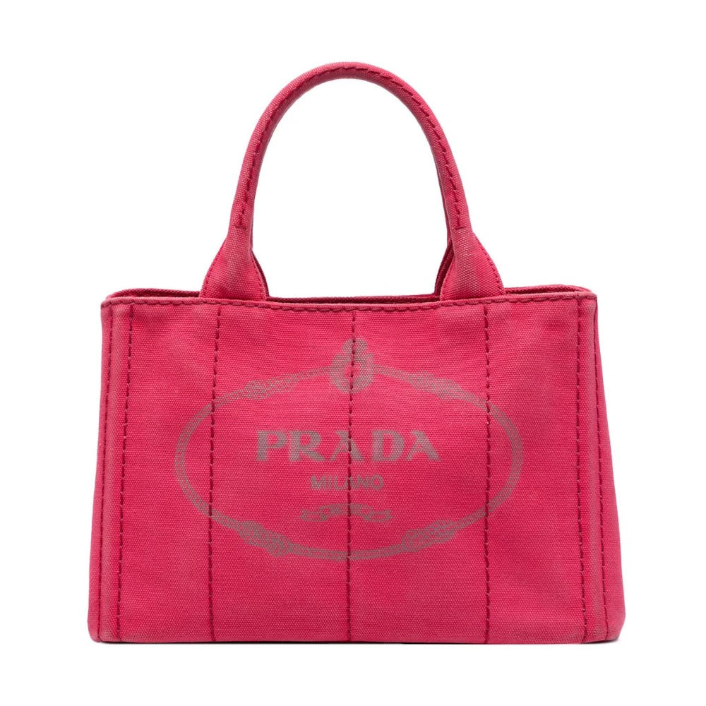 Prada Vintage Women's Pink Pre-Owned Canvas Tote