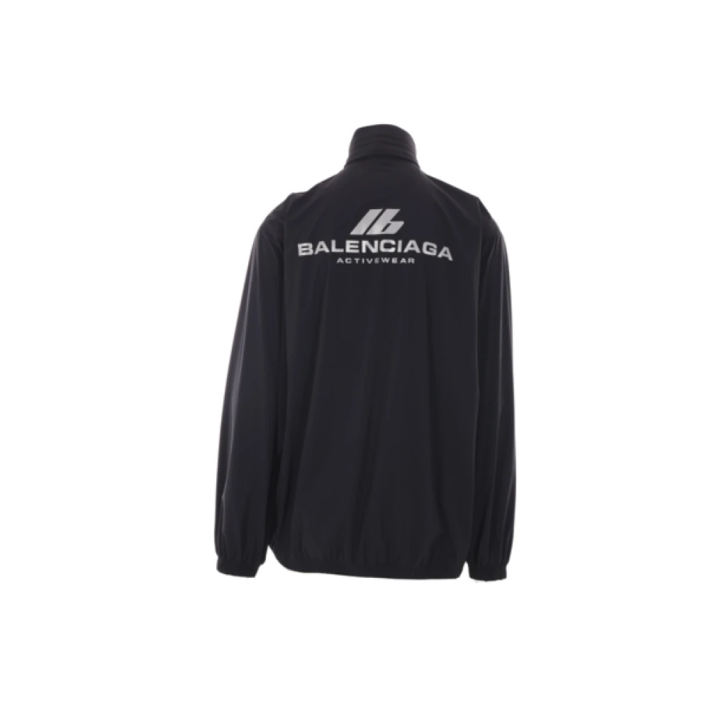 Balenciaga Zwarte windjack met reflecterende logo print Black Heren