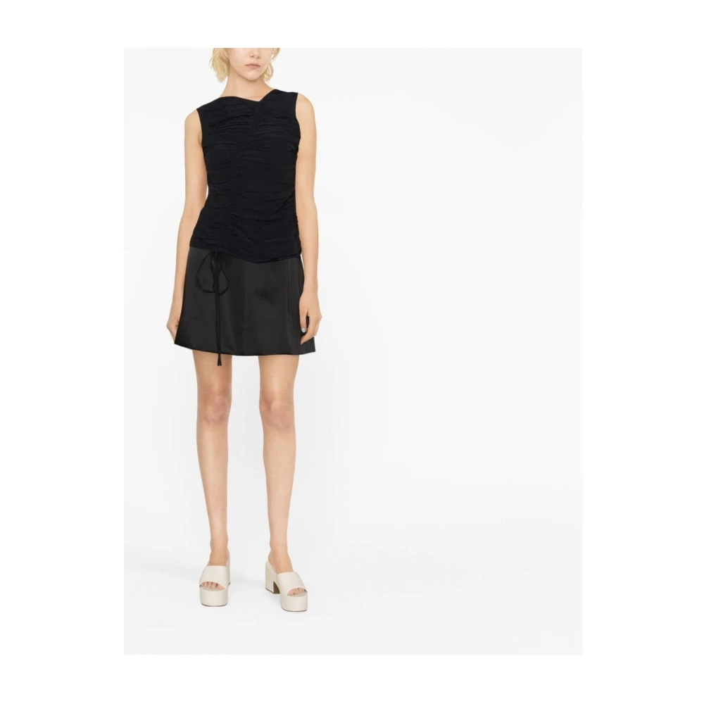 N21 Mouwloze Top van Acetaat Stof Black Dames
