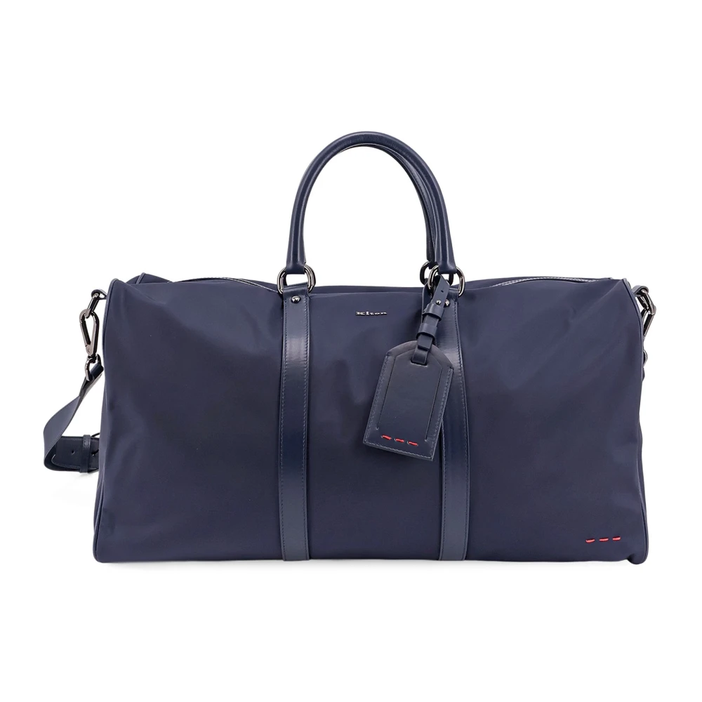 Kiton Nylon Duffeltas met Leren Inzetstukken Blue Heren