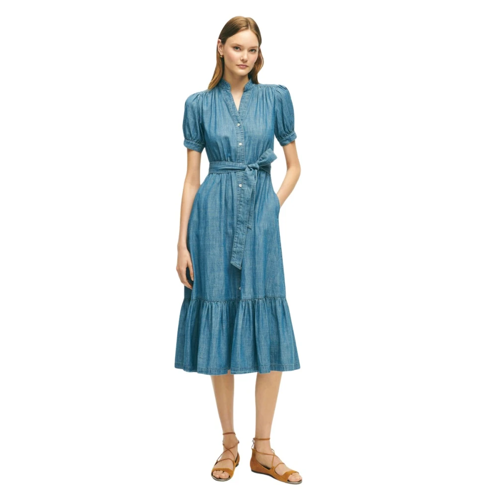 Brooks Brothers Blauwe katoenen jurk Blue Dames