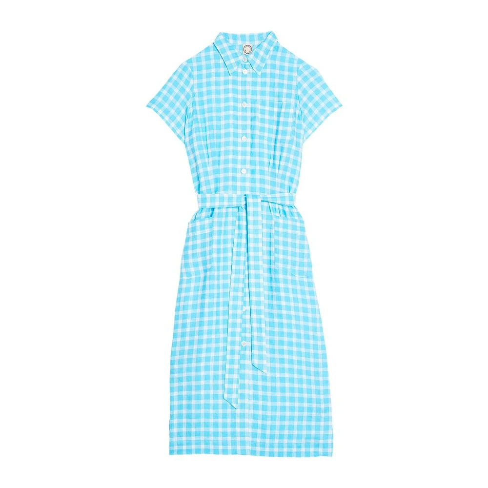 Ines De La Fressange Paris Ethel Turquoise Vichy overhemdjurk Blue Dames