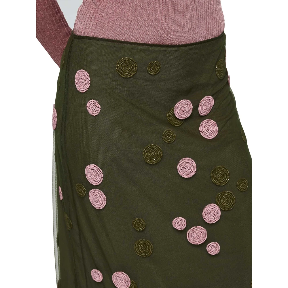 Fendi Groene Polka Dot Tule Midi Rok Green Dames