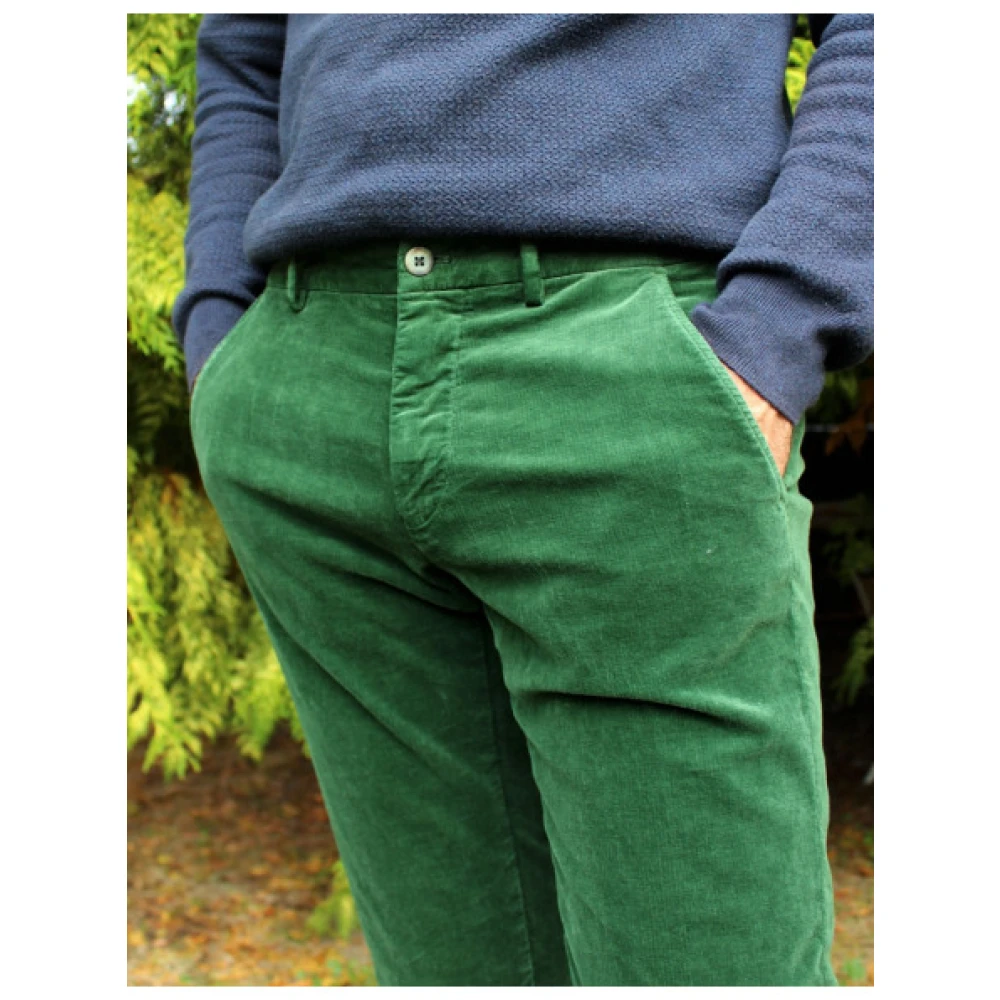 Mason's Slim Fit Fluweel Katoenen Chino Broek Green Heren