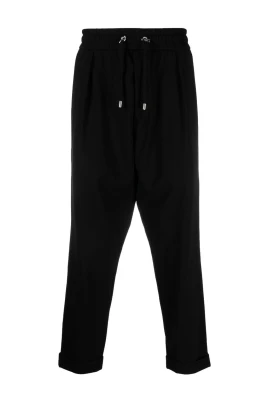 Svarta Drop-Crotch Cropped Byxor
