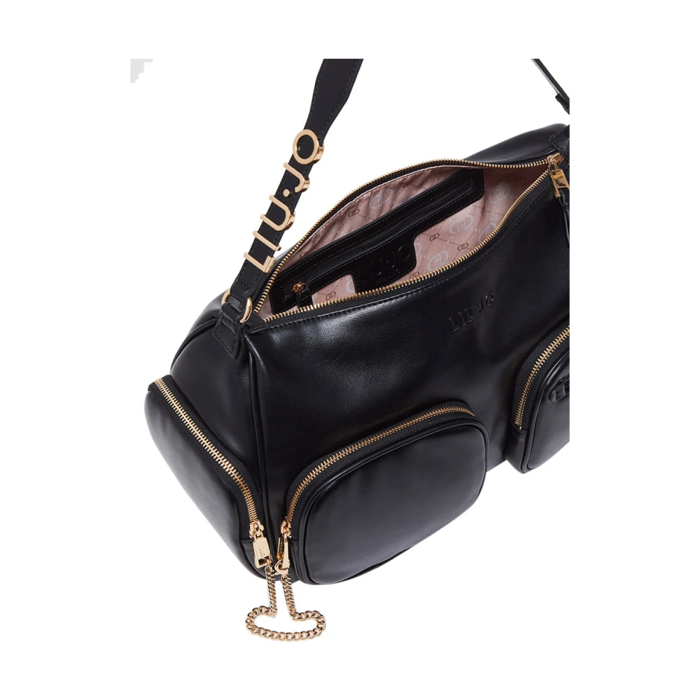 Liu Jo Zwarte Schoudertas met Gouden Details Black Dames