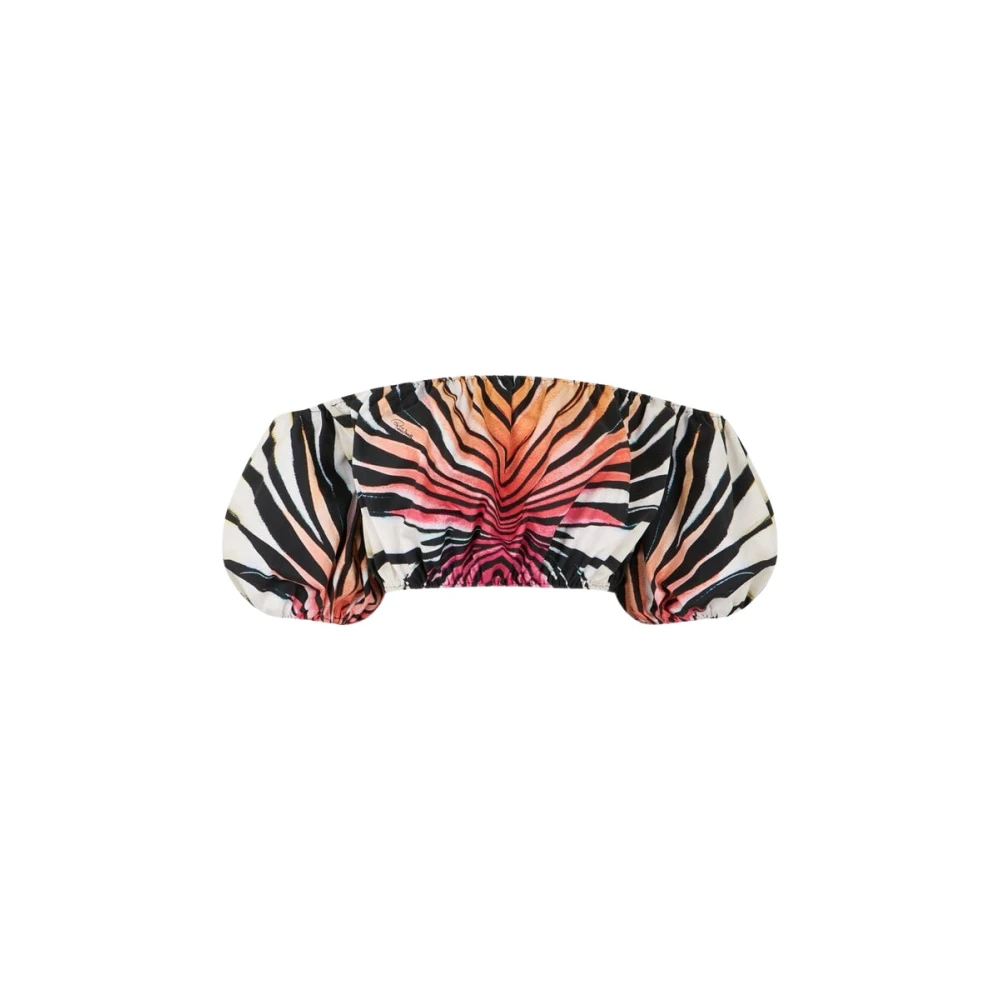 Roberto Cavalli Multicolor Ray Of Paradise Print Crop Top - Female - Sleeveless Tops - M - Tops