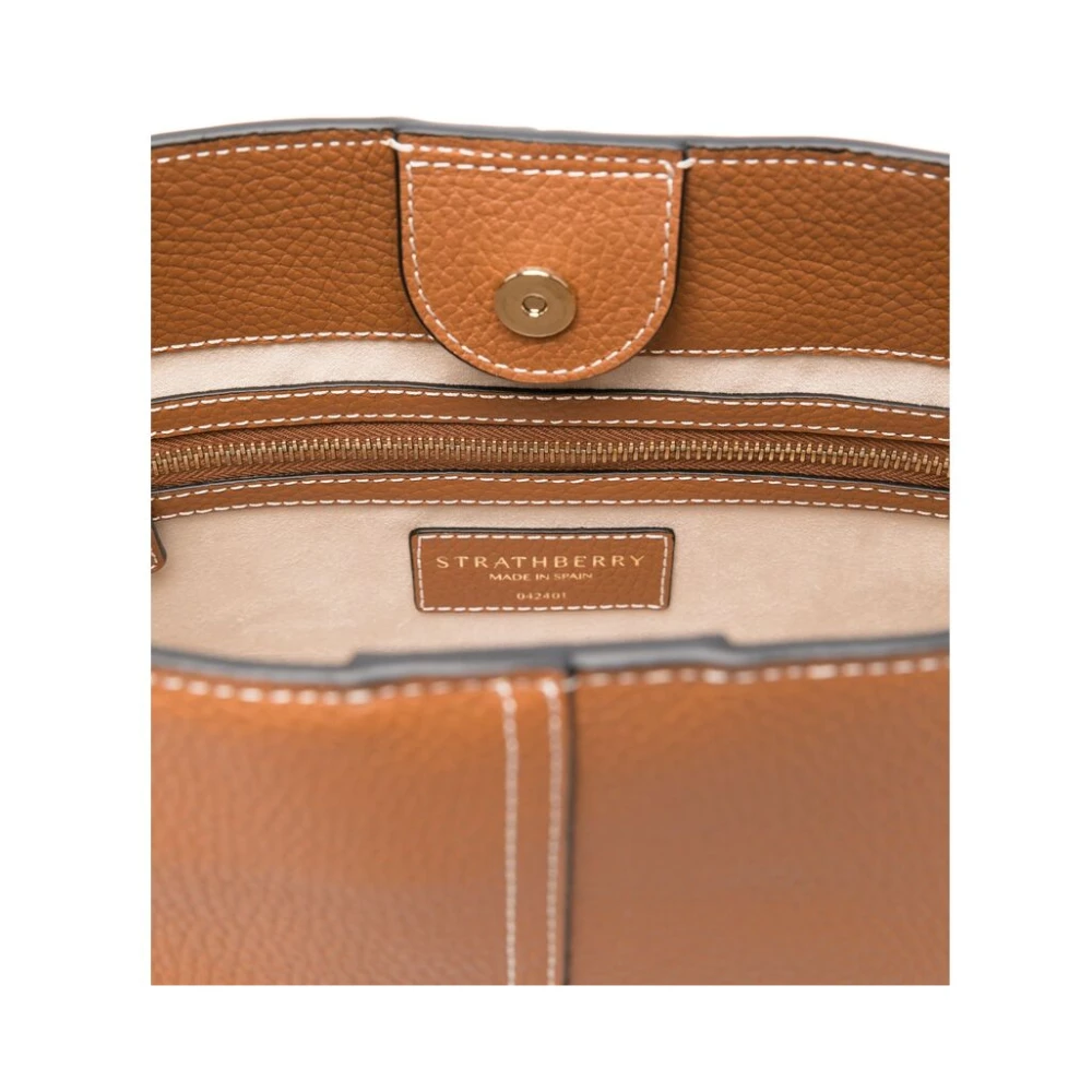 Strathberry Bruine leren handtas met magnetische sluiting Brown Dames