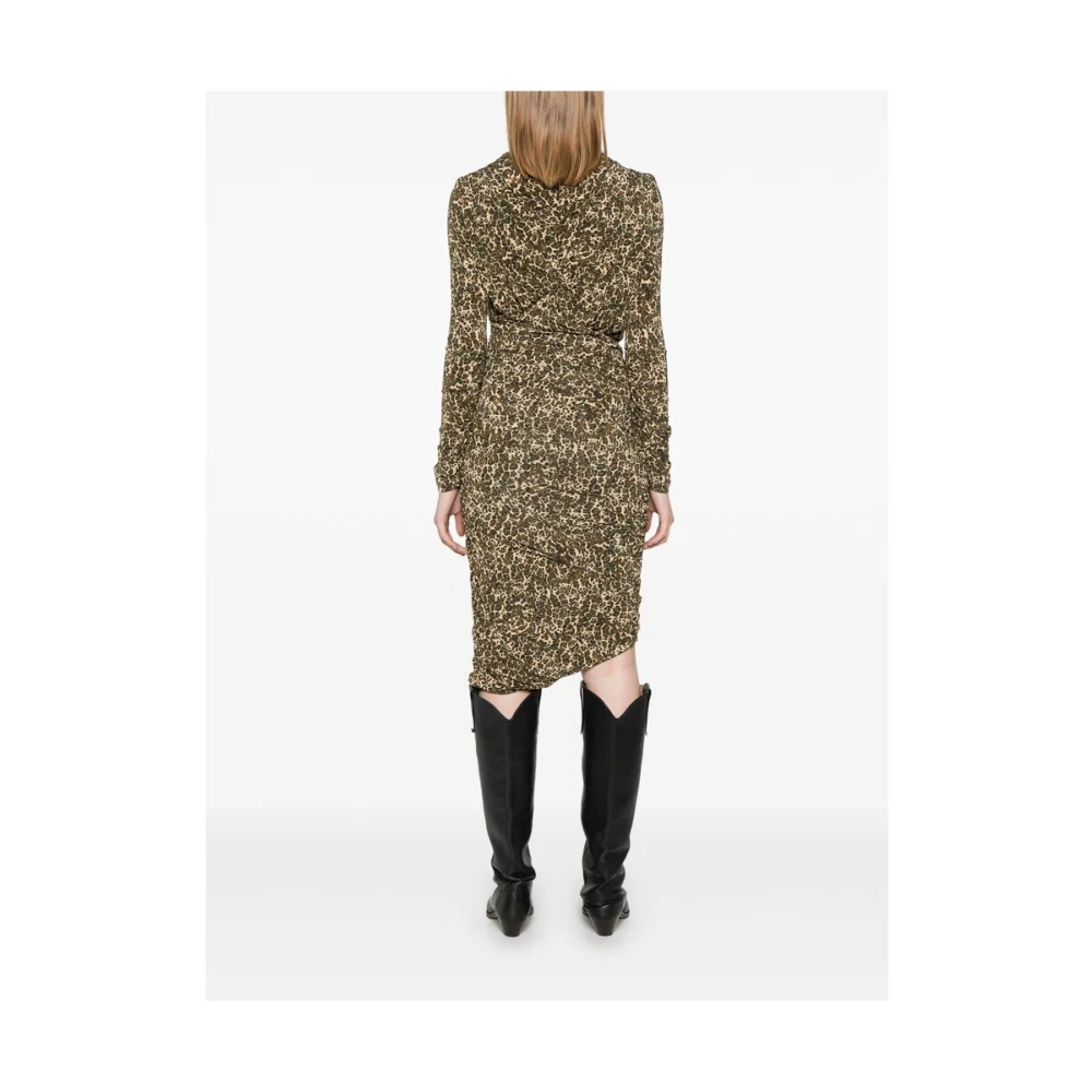 Isabel marant Luipaardprint Gedrapeerde Jurk Brown Dames