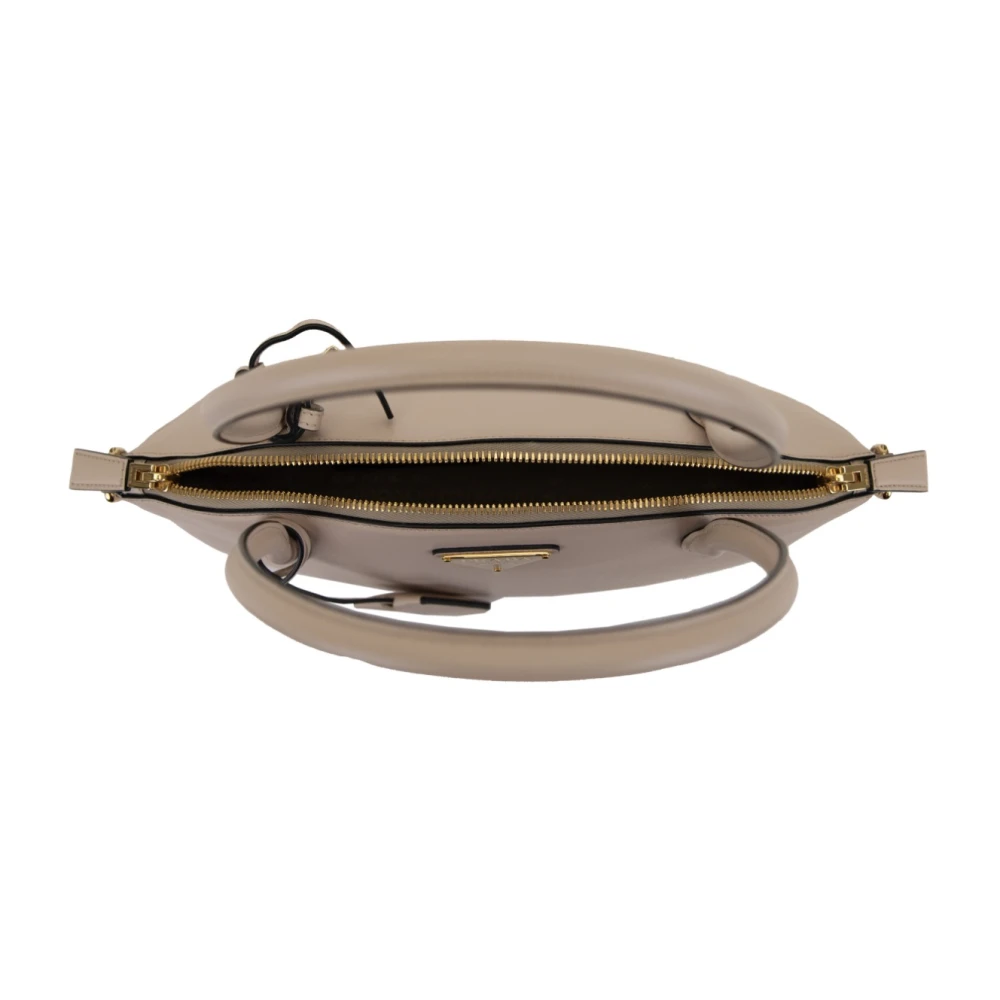 Prada Leren handtas met ritssluiting Beige Dames