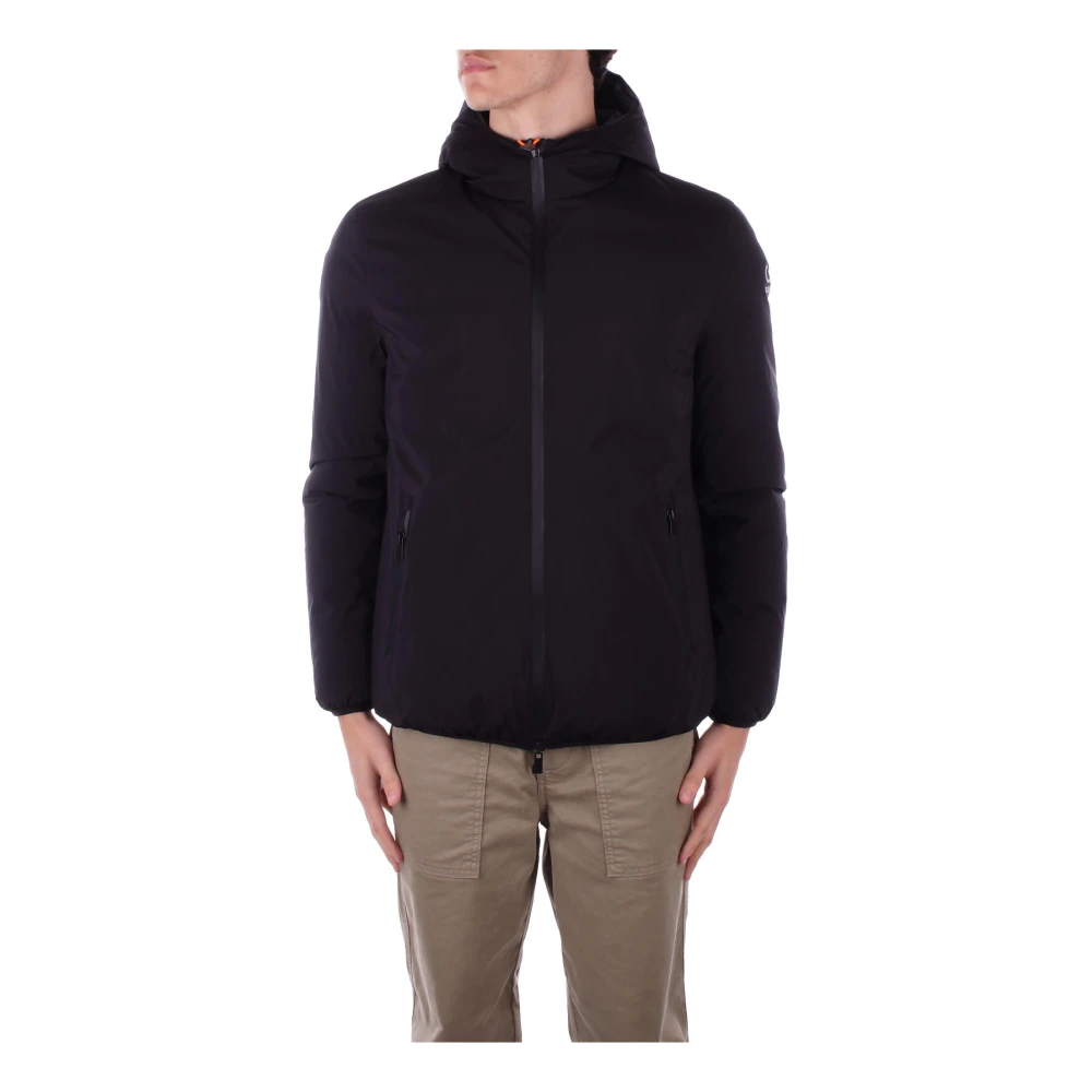 Suns Zwarte hoodie met ritssluiting zakken Black Heren